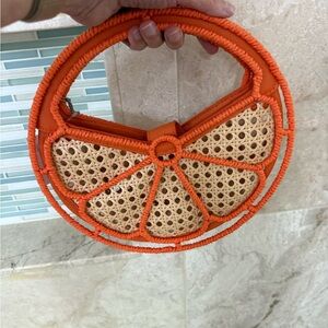 Orange Woven Circle Purse